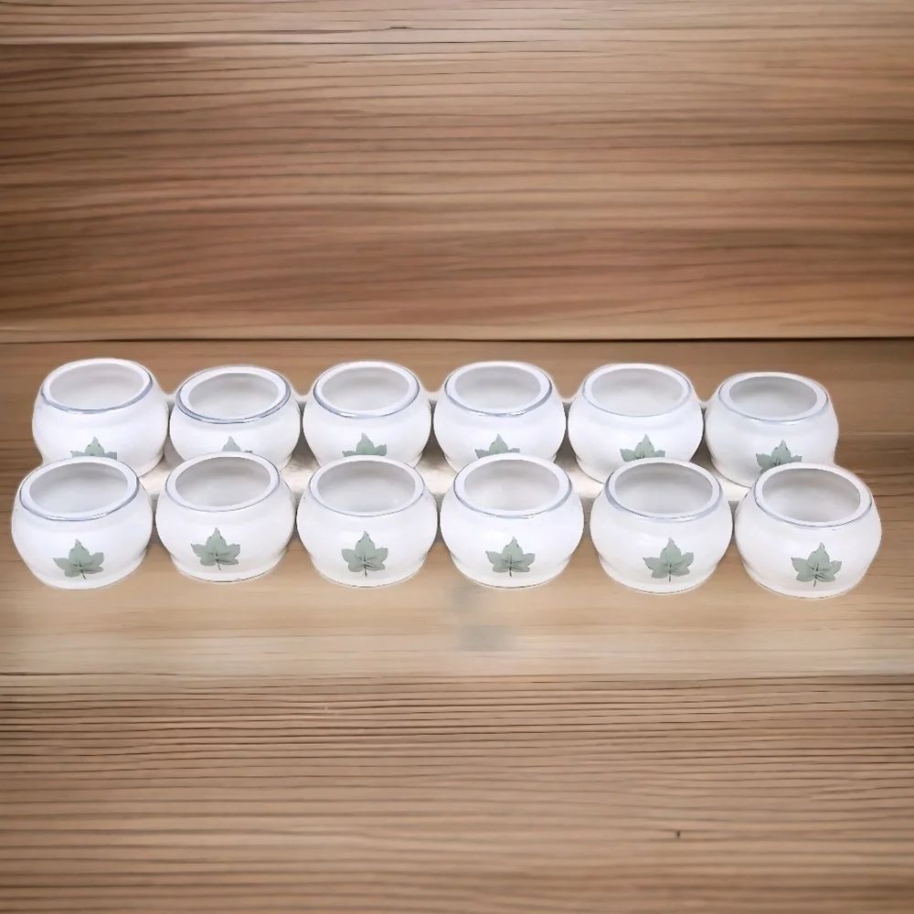 Pfaltzgraff Naturewood Stoneware Napkin Rings Set of 12 Leaf Botanical
